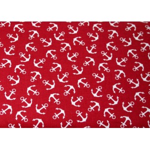 10cm Baumwolldruck "Anker" rot   (Grundpreis € 10,00/m)